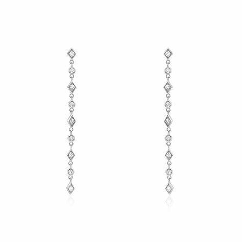 Boucles D'oreilles Pendantes Mascaret Argent Blanc Oxyde De Zirconium - Boucles d'oreilles Pendantes Femme | Marc Orian