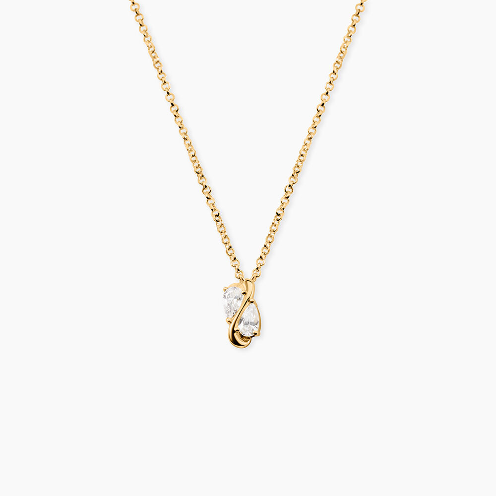 Collier Meyrem Argent Dor&eacute; A L'Or 750/1000 Oxyde De Zirconium - Colliers avec pierres Femme | Marc Orian