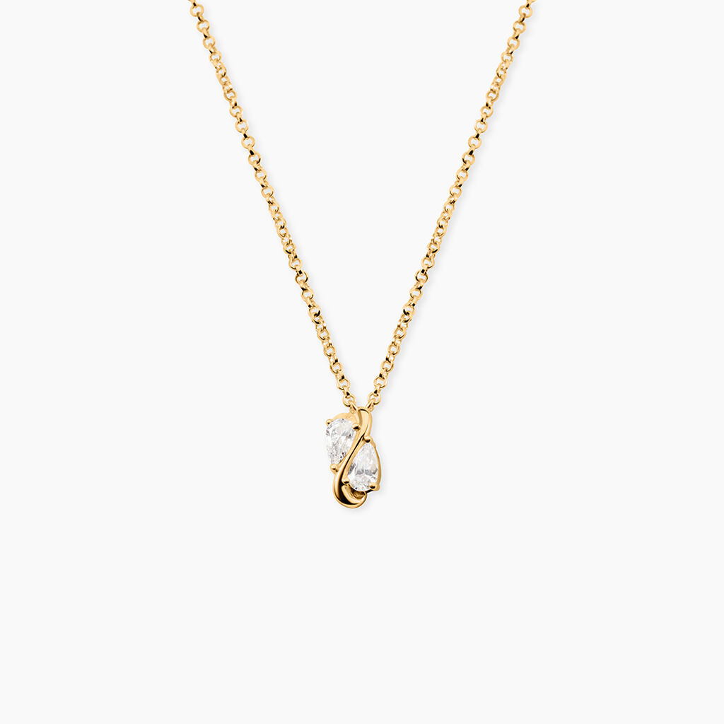 Collier Meyrem Argent Dor&eacute; A L'Or 750/1000 Oxyde De Zirconium - Colliers avec pierres Femme | Marc Orian