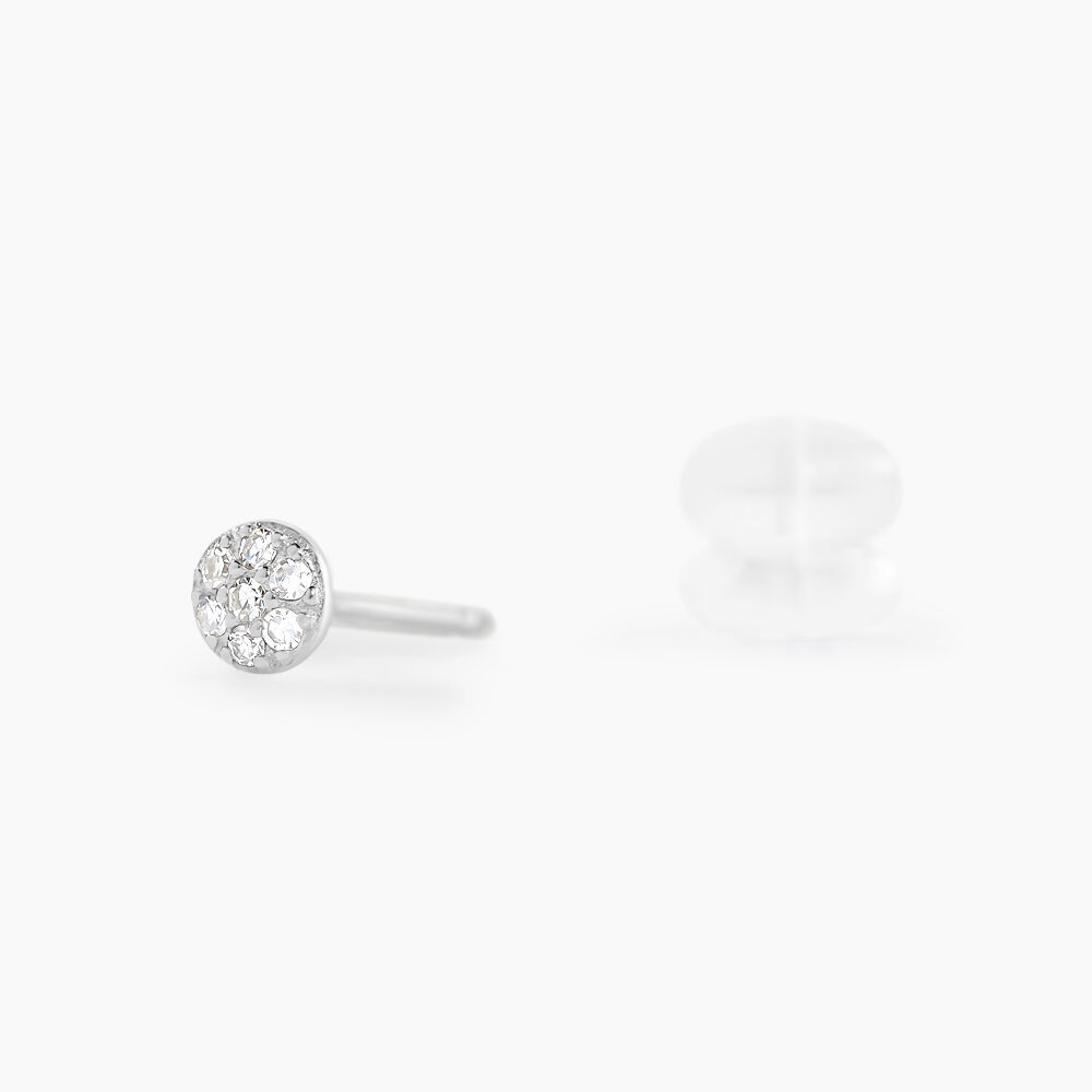 Boucles D'oreilles Puces Teani Or Blanc Diamant - Puces Femme | Marc Orian