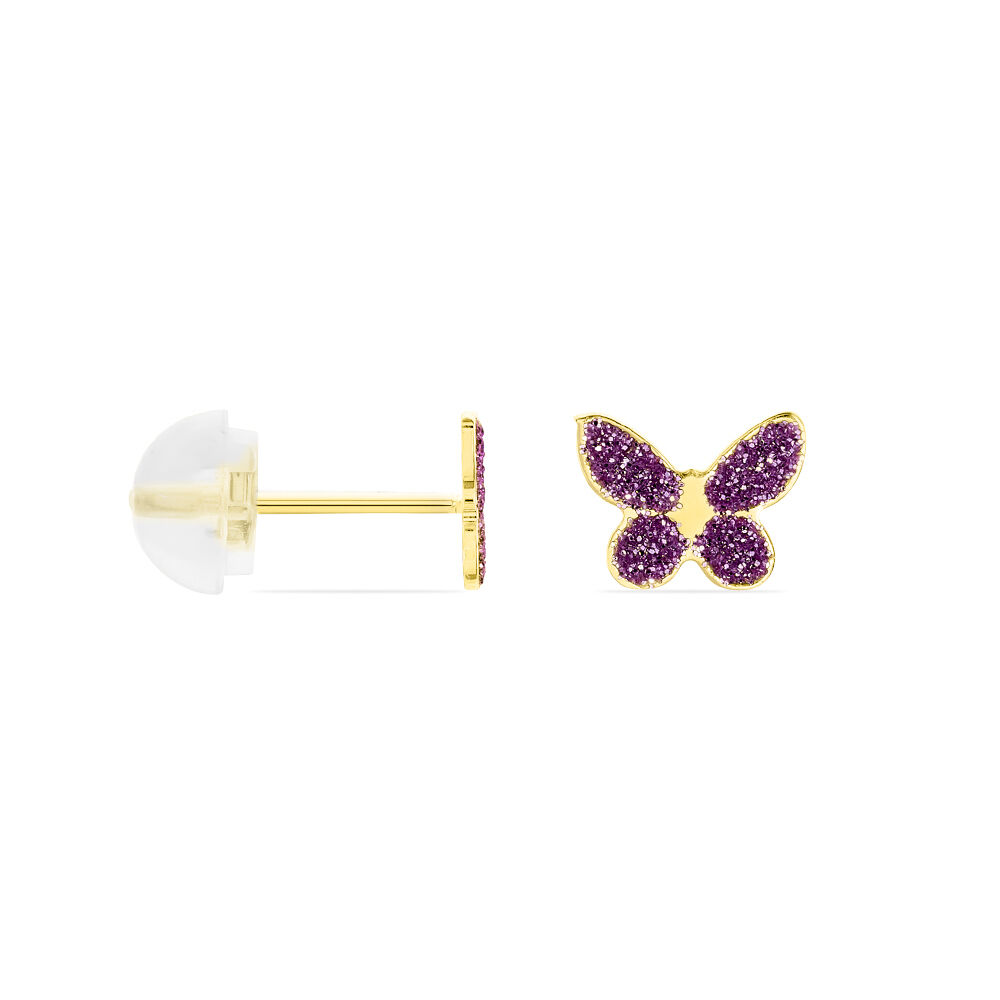 Boucles D'oreilles Puces Silia Papillon Or Jaune - Puces Enfant | Marc Orian