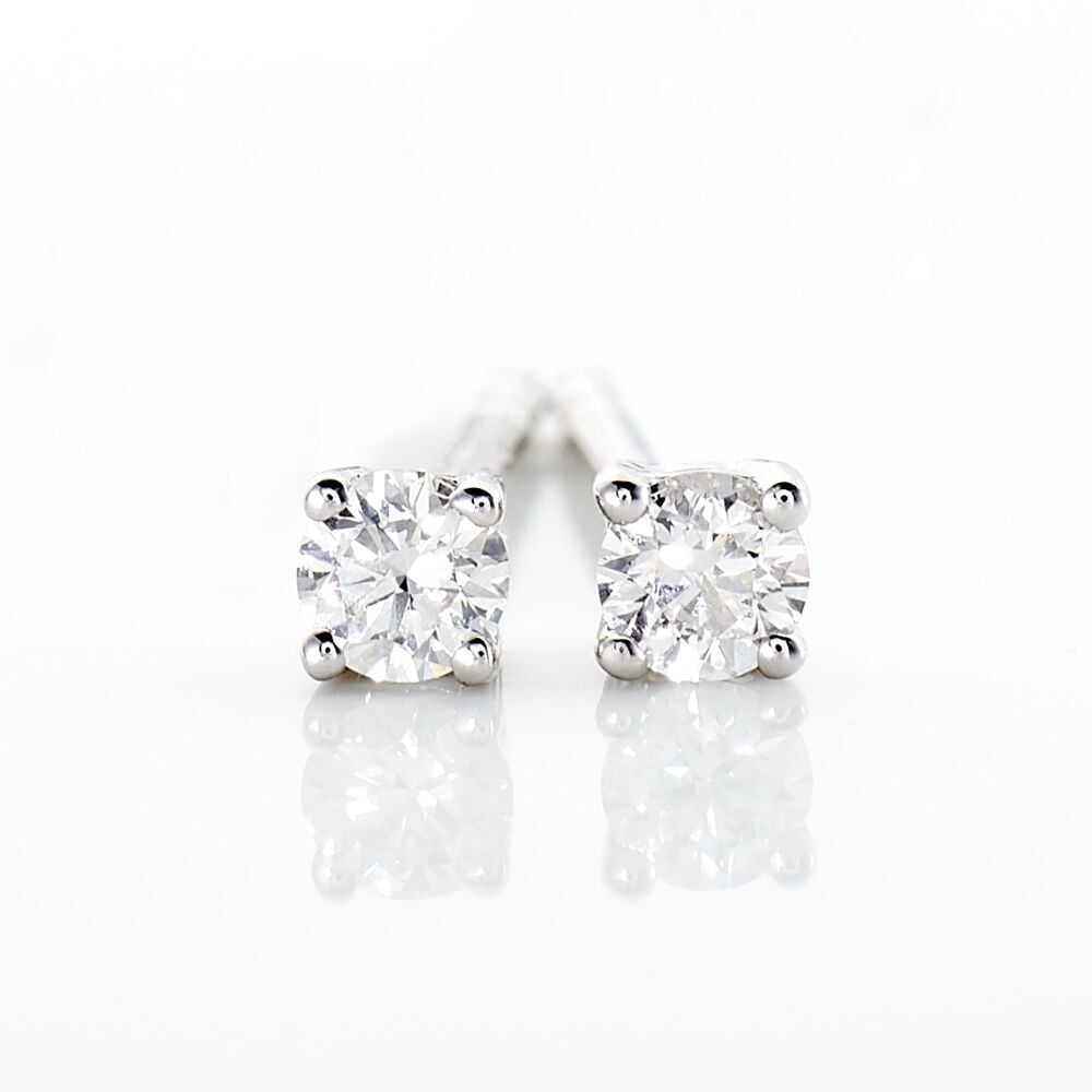 Boucles D'oreilles Puces Victoria Or Blanc Diamant - Puces Femme | Marc Orian