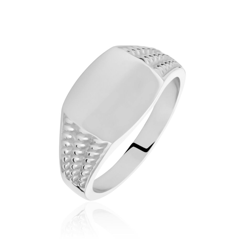 Chevalière Argent Blanc Charites - Chevalières Homme | Marc Orian