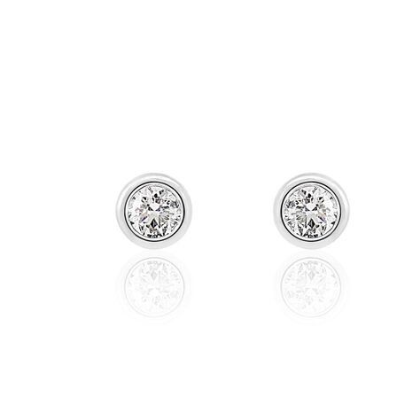 Boucles D'oreilles Puces Ofelia Or Blanc Diamant - Clous d'oreilles Femme | Marc Orian