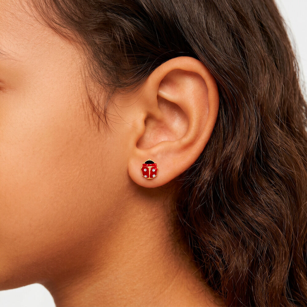 Boucles D'oreilles Puces Deena Or Jaune Oxyde De Zirconium - Puces Enfant | Marc Orian