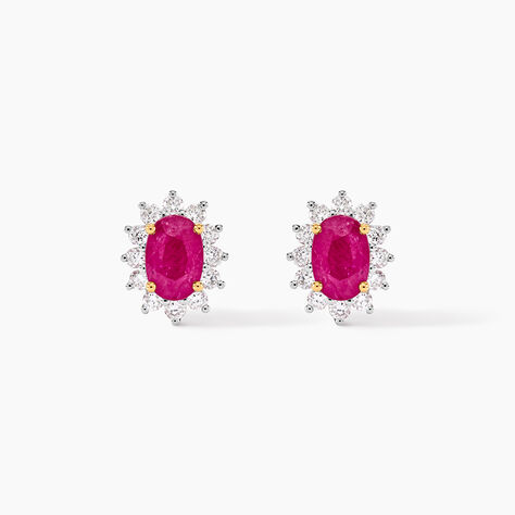 Boucles D'oreilles Or Jaune Rubis Diamants - Boucles d'oreilles mariage Femme | Marc Orian