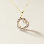 Pendentif Coeur Penche Double Or Tricolore Oxyde De Zirconium - Pendentifs Femme | Marc Orian