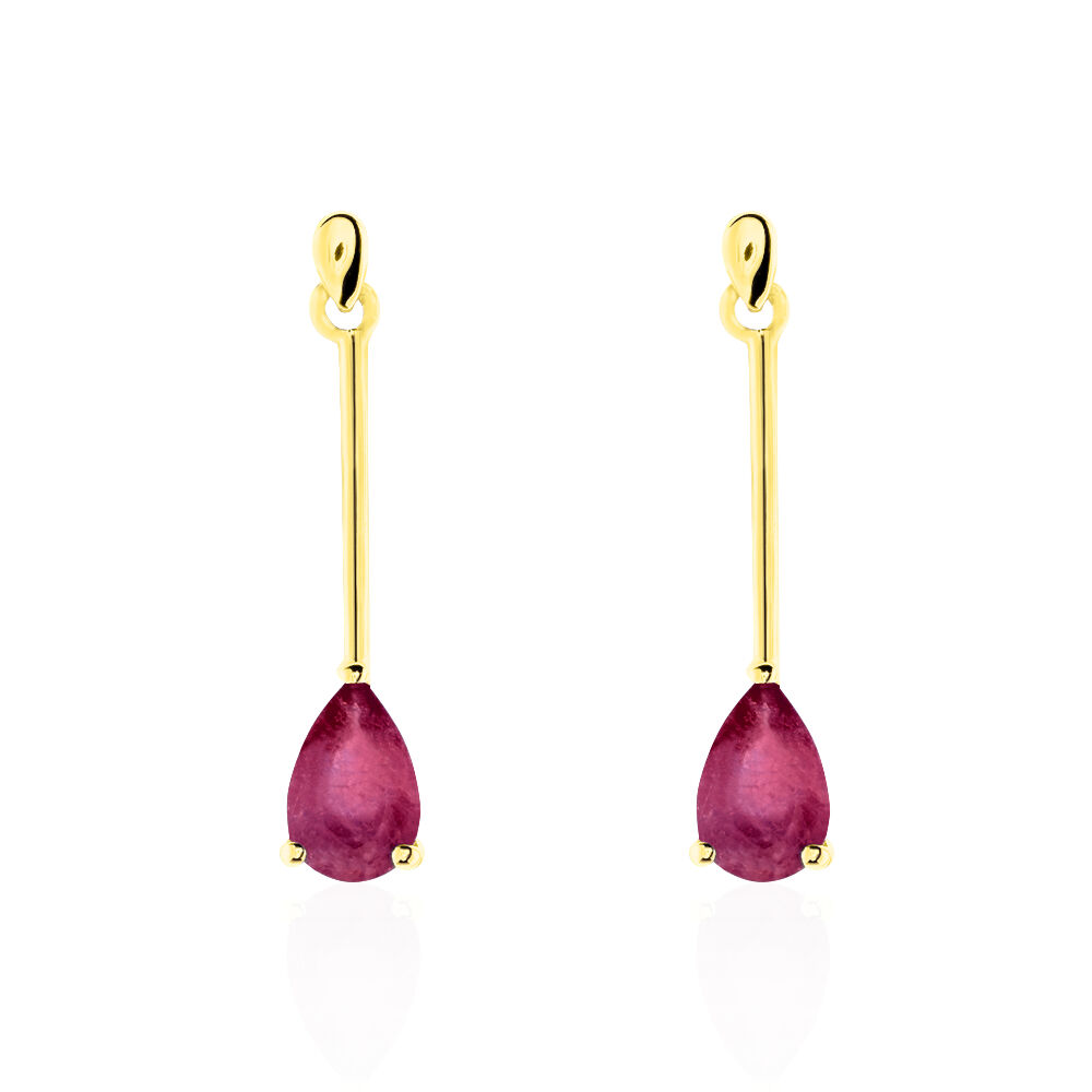 Boucles D'oreilles Pendantes Goutte Or Jaune Rubis - Pendantes Femme | Marc Orian