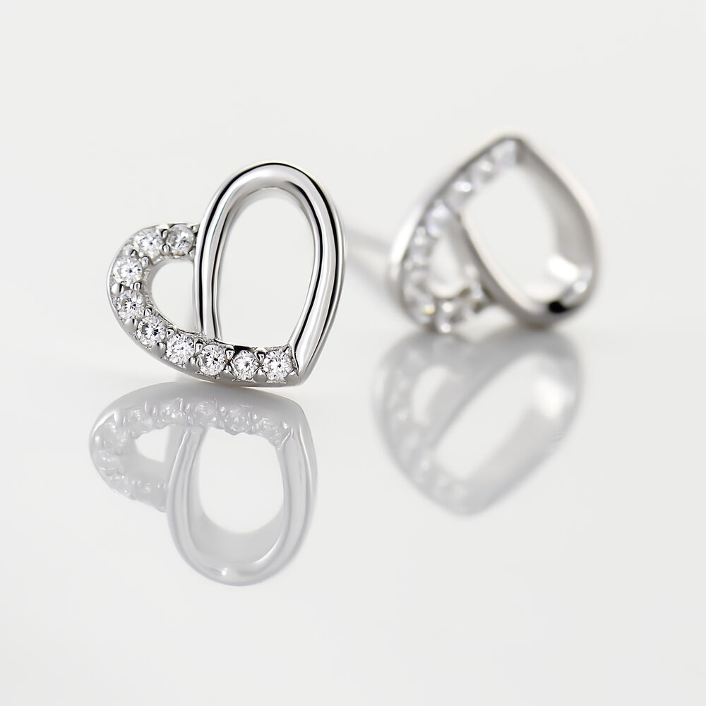 Boucles D'oreilles Puces Dorthea Argent Blanc Oxyde De Zirconium - Puces Femme | Marc Orian