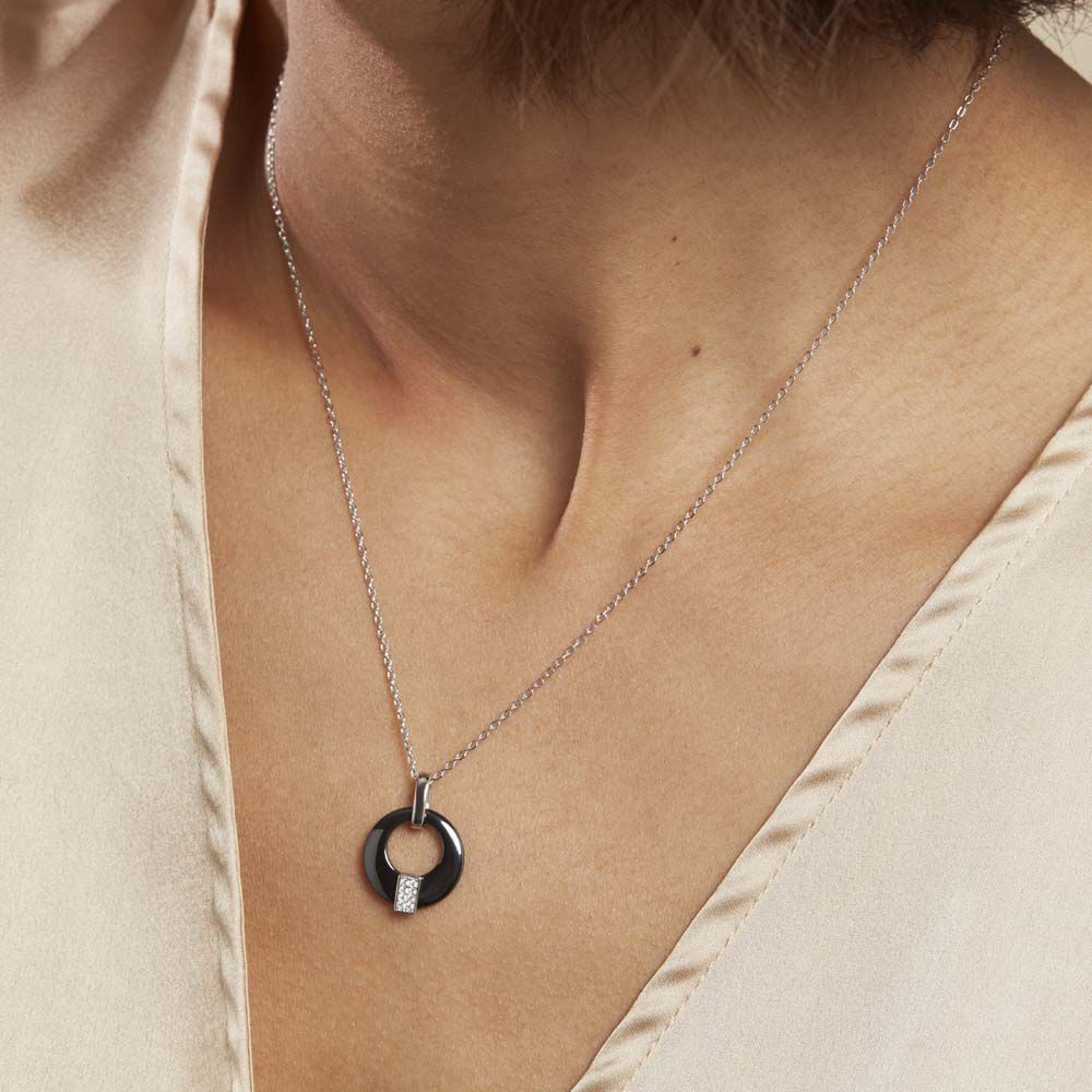 Collier Suzanne Argent Blanc Céramique Et Oxyde De Zirconium - Colliers avec pierres Femme | Marc Orian