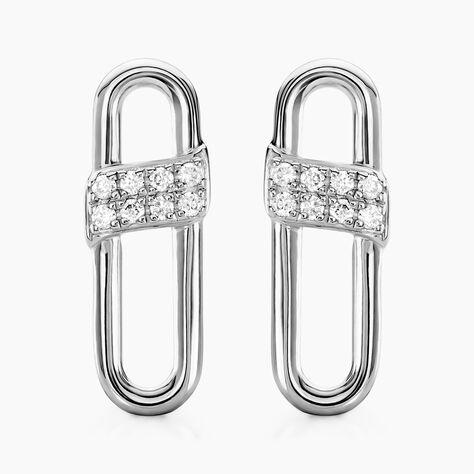 Boucles D'oreilles Puces Olimpia Argent Blanc Diamant Synth&eacute;tique - Puces Femme | Marc Orian