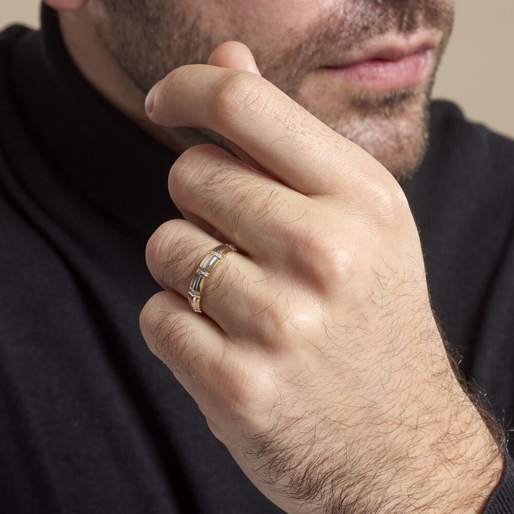 Alliance Fantaisie Ruban Plat Or Bicolore - Alliances duo Unisex | Marc Orian