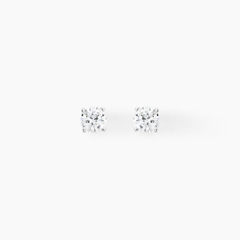 Boucles D'oreilles Puces 4 Griffes Or Blanc Diamant Synthetique - Puces Femme | Marc Orian