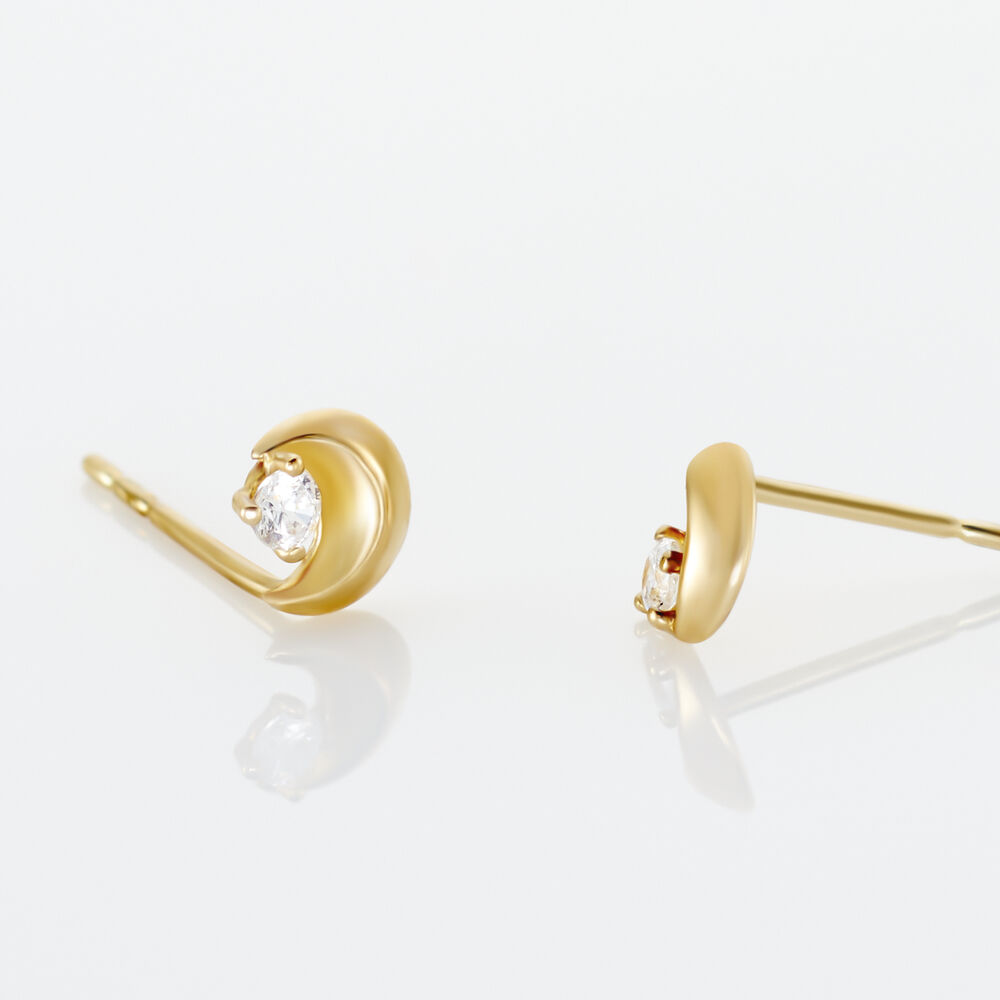 Boucles D'oreilles Puces Francoise-marie Lune Or Jaune Oxyde - Puces Femme | Marc Orian