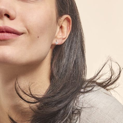 Boucles D'oreilles Puces Vrille Accompagnee Or Blanc Diamant - Clous d'oreilles Femme | Marc Orian