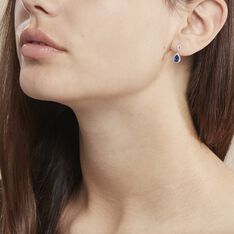 Boucles D'oreilles Puces Sissi Or Blanc Saphir Et Diamant - Boucles d'oreilles pierres précieuses Femme | Marc Orian