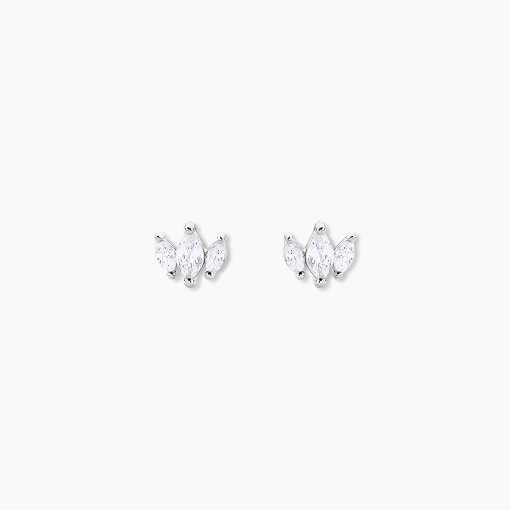 Boucles D'oreilles Puces Eclat D'Aurore Argent Blanc Oxy - Puces Femme | Marc Orian