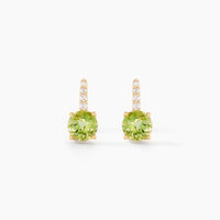 Boucles D'oreilles Puces Monroe Or Blanc Péridot Oxyde De Zirconium