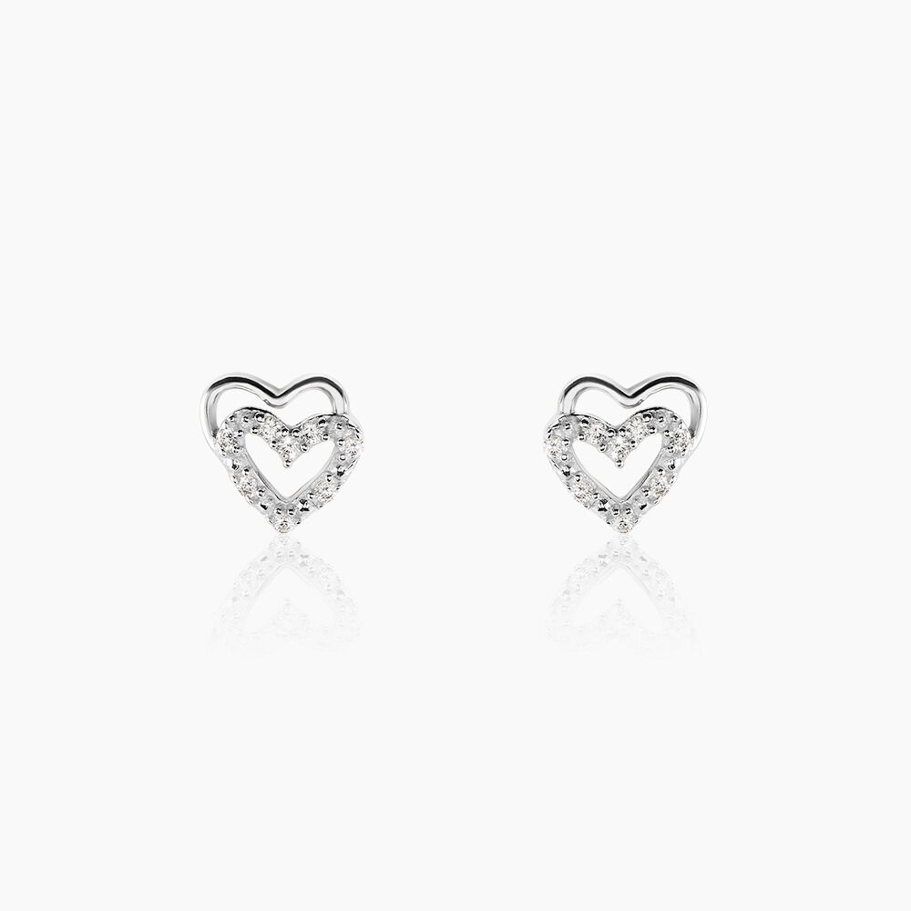 Boucles D'oreilles Puces Aoki Argent Blanc Oxyde De Zirconium - Puces Femme | Marc Orian