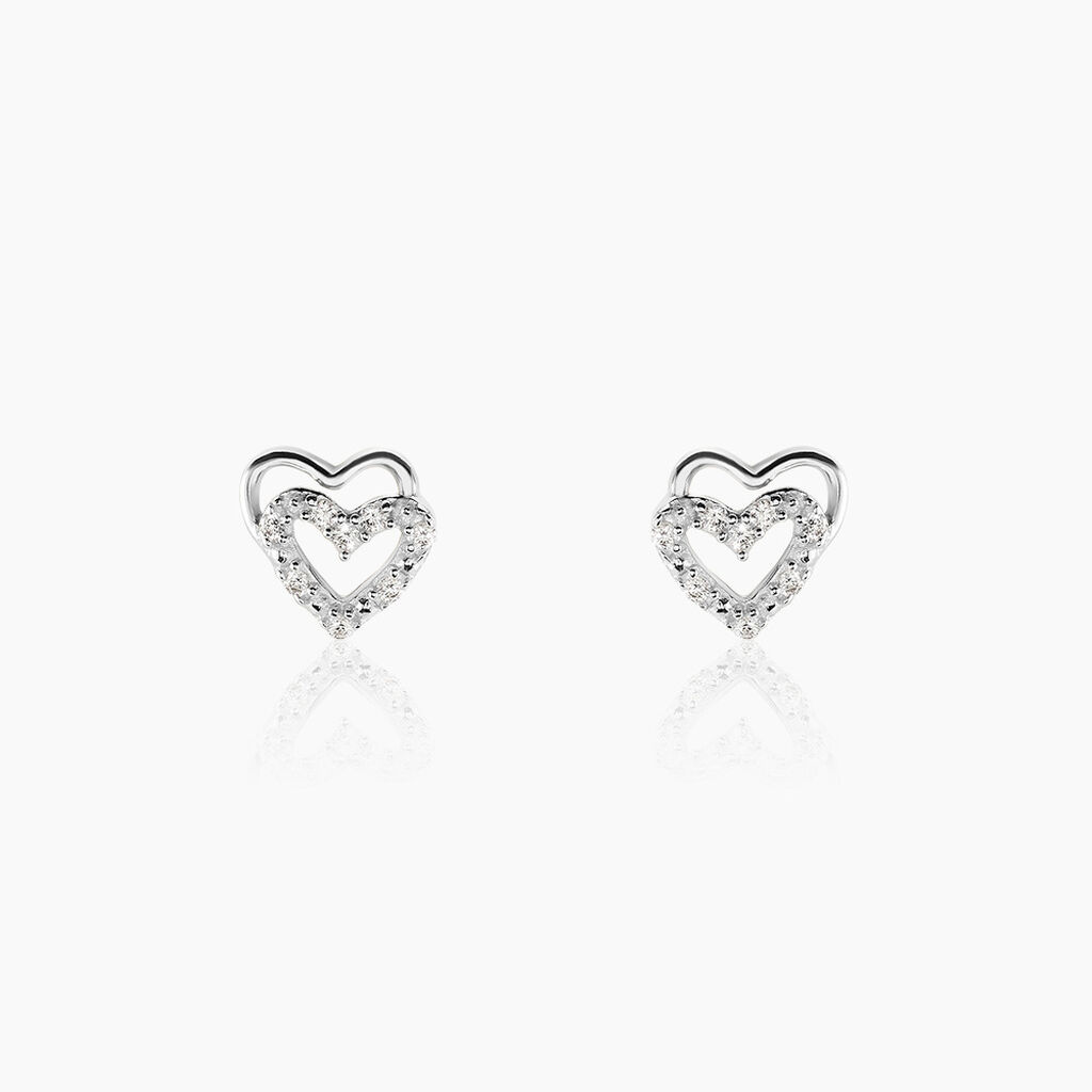 Boucles D'oreilles Puces Aoki Argent Blanc Oxyde De Zirconium - Puces Femme | Marc Orian