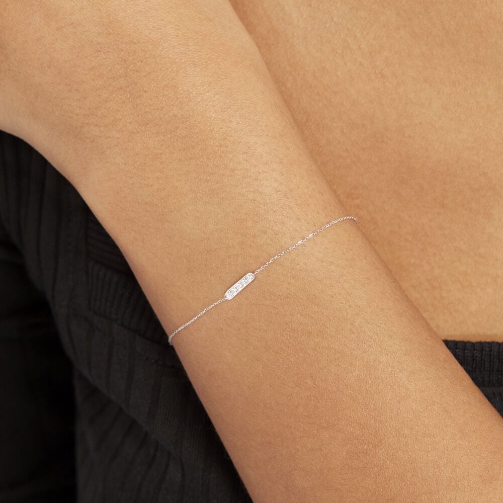 Bracelet Jonc Rosalin Blanc Diamant Blanc - Bracelets chaînes Femme | Marc Orian