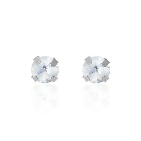 Boucles D'oreilles Puces Daria Or Blanc Oxyde De Zirconium - Puces Femme | Marc Orian