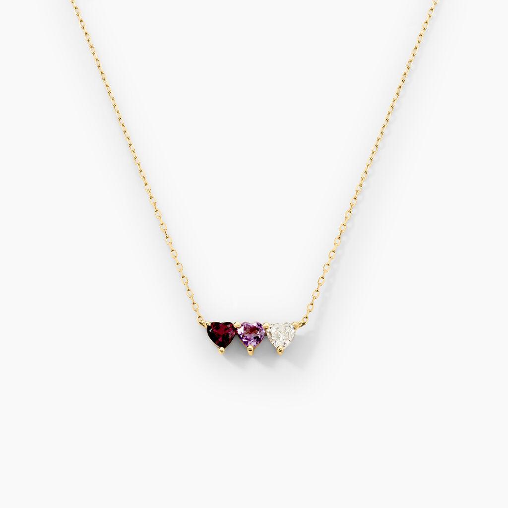 Collier Romayne Or Jaune Am&eacute;thyste Rhodolite Oxyde De Zirconium - Colliers avec pierres Femme | Marc Orian