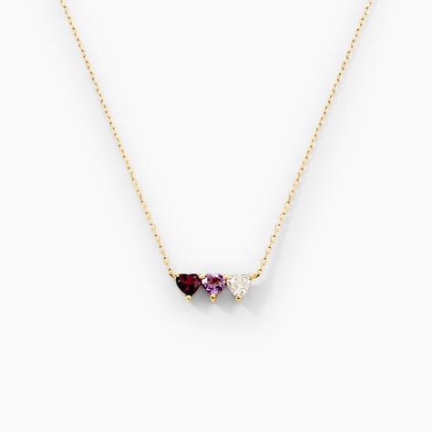 Collier Romayne Or Jaune Am&eacute;thyste Rhodolite Oxyde De Zirconium - Colliers avec pierres Femme | Marc Orian