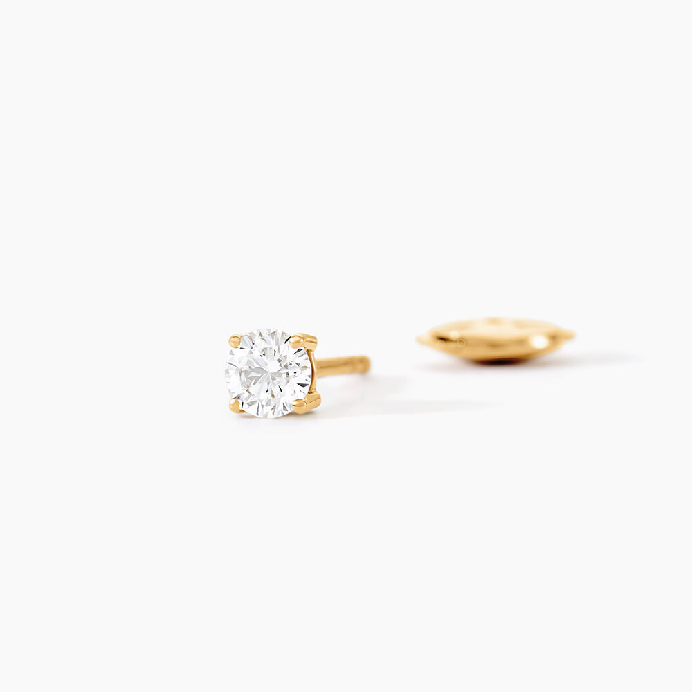 Boucles D'oreilles Puces Or Jaune Diamants Synthetique - Boucles d'oreilles mariage Femme | Marc Orian