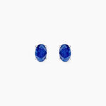 Boucles D'oreilles Puces Ovale Or Blanc Saphir - Boucles d'oreilles mariage Femme | Marc Orian