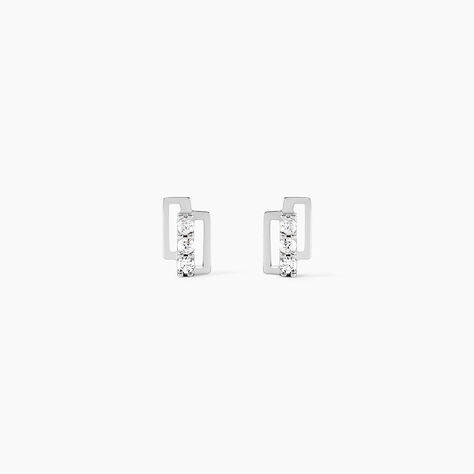Boucles D'oreilles Puces Eoin Or Blanc Oxyde De Zirconium - Puces Femme | Marc Orian