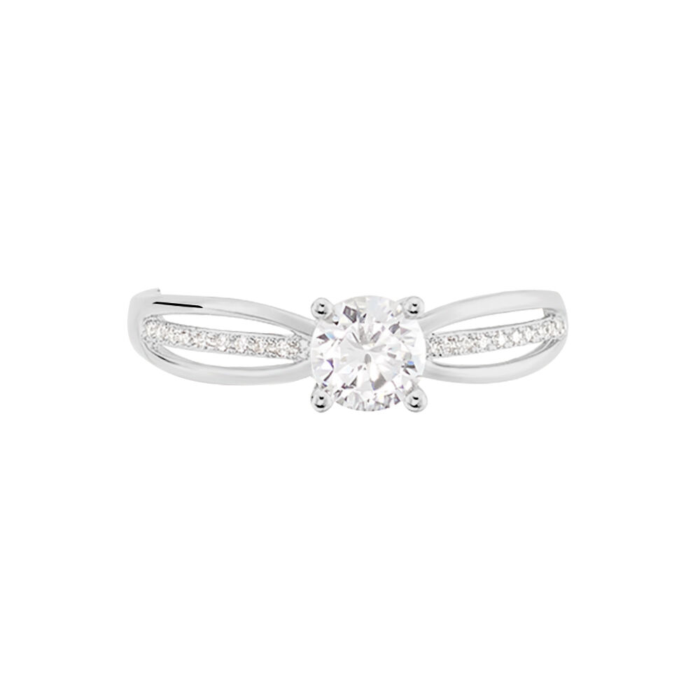 Bague Solitaire Apryl Or Blanc Oxyde De Zirconium - Solitaires Femme | Marc Orian