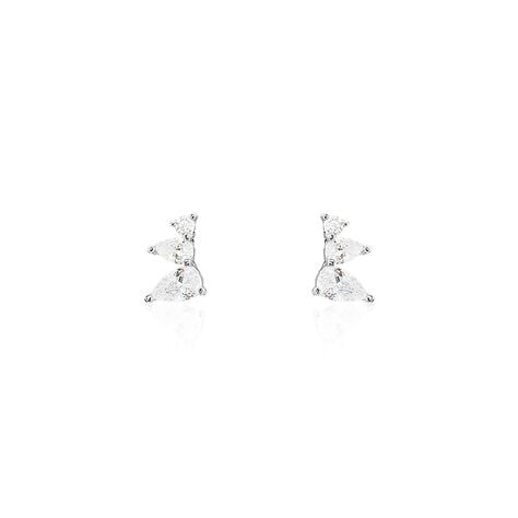 Boucles D'oreilles Puces Anya Argent Blanc Oxyde De Zirconium - Puces Femme | Marc Orian