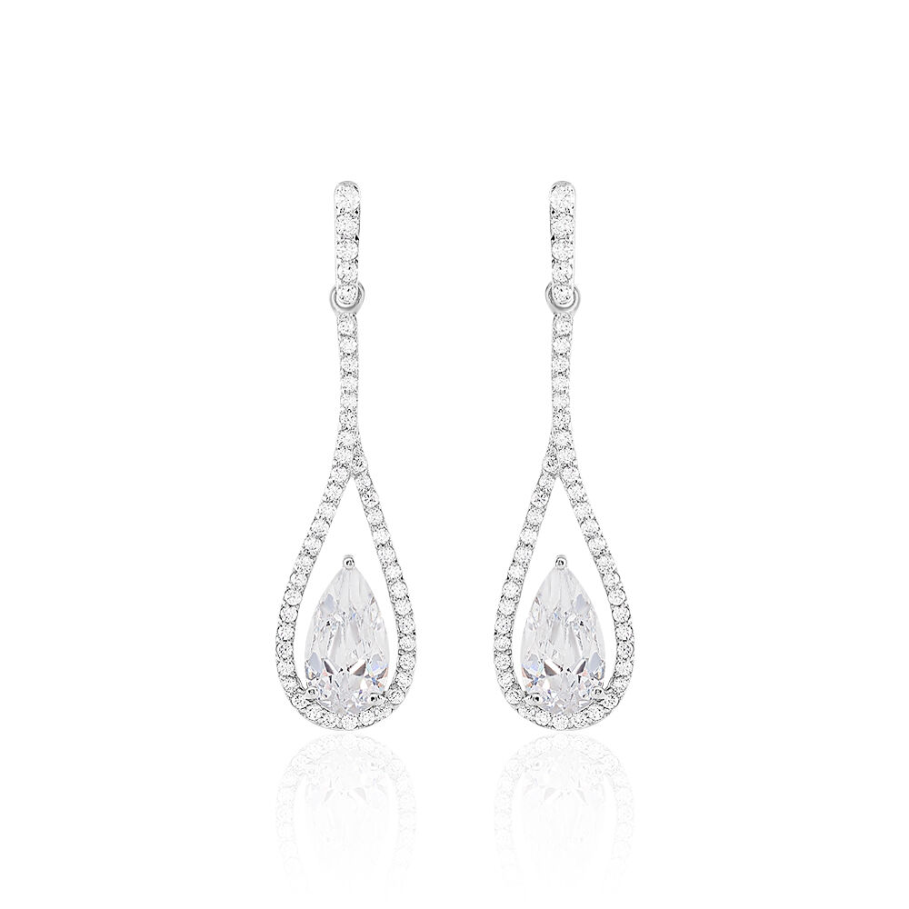Boucles D'oreilles Pendantes Elorah Argent Blanc Oxyde De Zirconium - Pendantes Femme | Marc Orian
