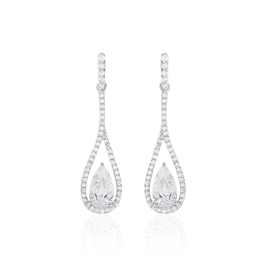 Boucles D'oreilles Pendantes Elorah Argent Blanc Oxyde De Zirconium - Pendantes Femme | Marc Orian