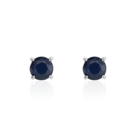 Boucles D'oreilles Puces Or Blanc Zubin Saphir - Puces Femme | Marc Orian