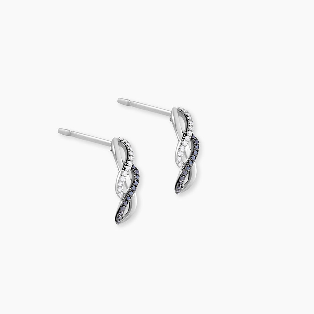 Boucles D'oreilles Puces Callune Or Blanc Diamant - Puces Femme | Marc Orian