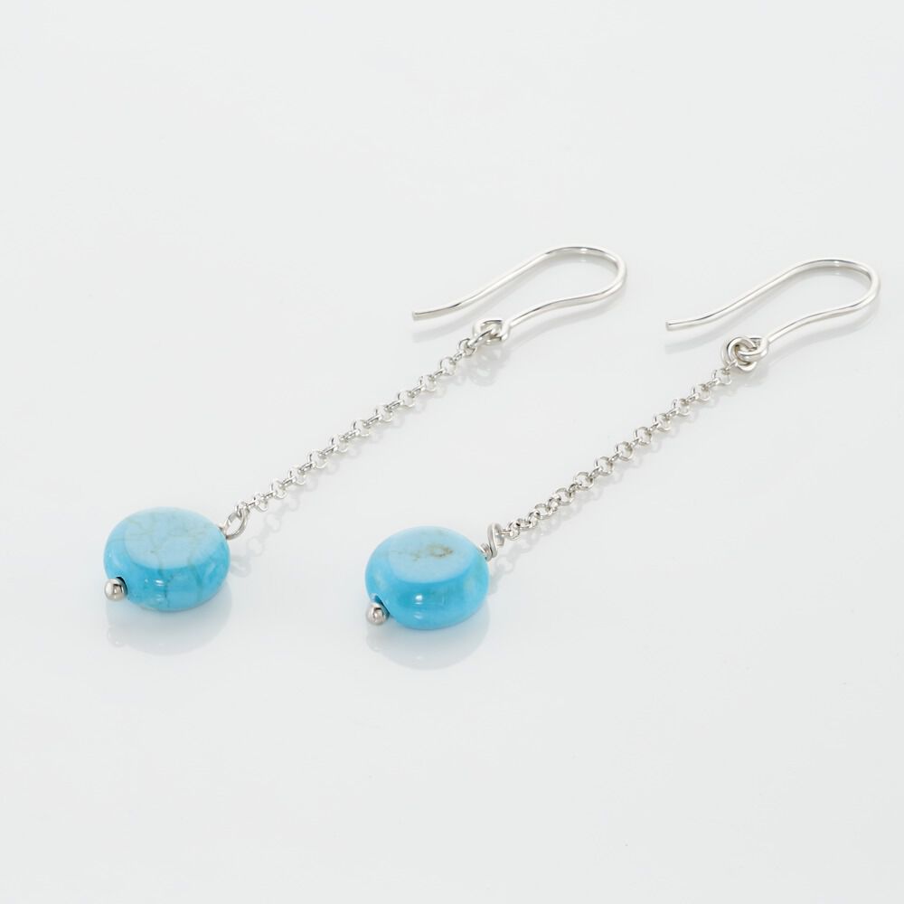 Boucles D'oreilles Pendantes Graziana Argent Blanc Turquoise - Pendantes Femme | Marc Orian