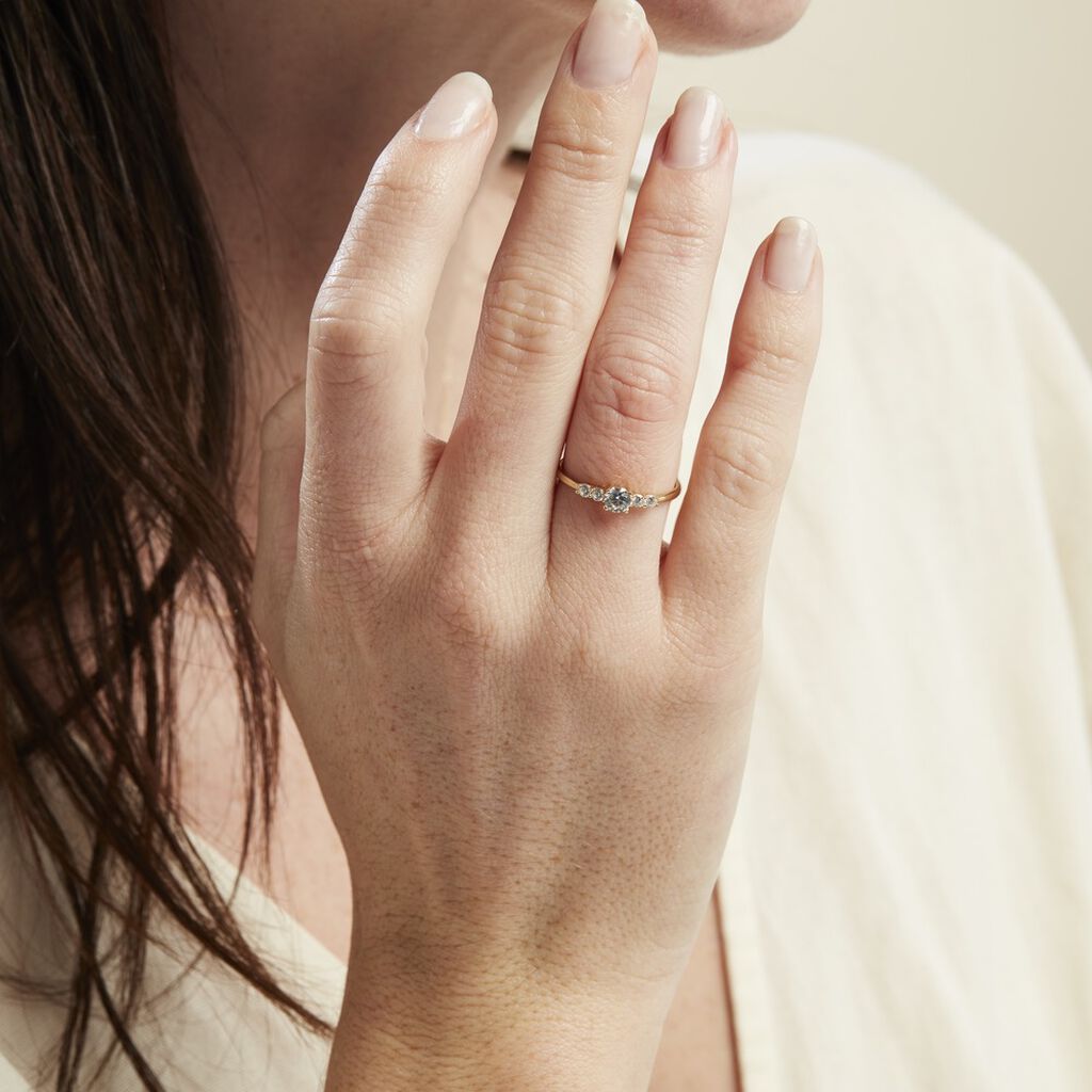 Bague Solitaire Accompagné Or Jaune Antonette Oxyde De Zirconium - Bagues Solitaire Femme | Marc Orian