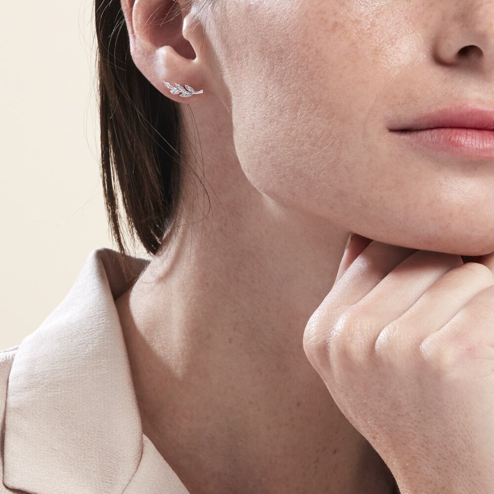 Boucles D'oreilles Puces Alma Argent Blanc Oxyde De Zirconium - Puces Femme | Marc Orian