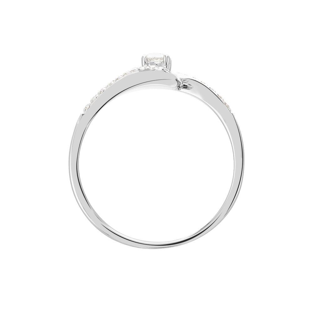 Bague Vrille Accompagnee Or Blanc Diamant - Parures de mariage Femme | Marc Orian