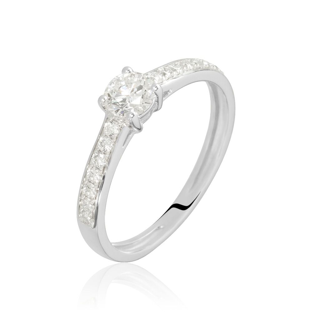 Bague Solitaire Accompagné Aramis Or Blanc Diamant Synthétique - Solitaires Femme | Marc Orian
