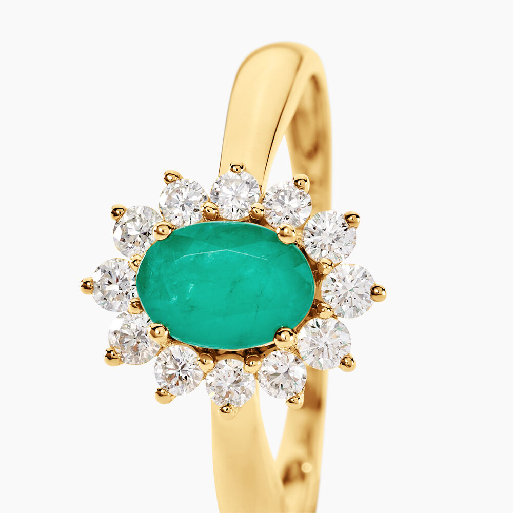 Bague Or Jaune Emeraude Diamants - Bagues vintage Femme | Marc Orian