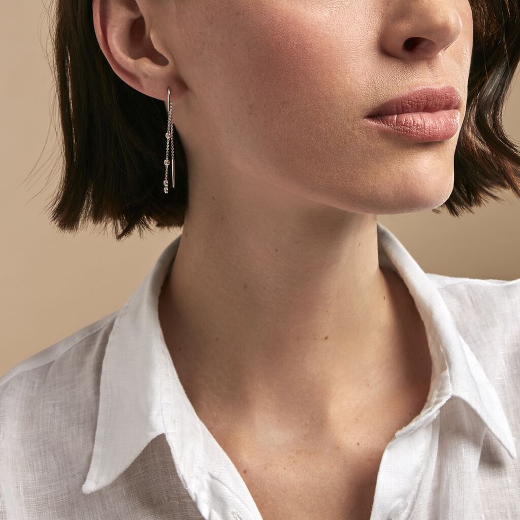 Boucles D'oreilles Pendantes Mascaret Argent Blanc Oxyde De Zirconium - Boucles d'oreilles Pendantes Femme | Marc Orian