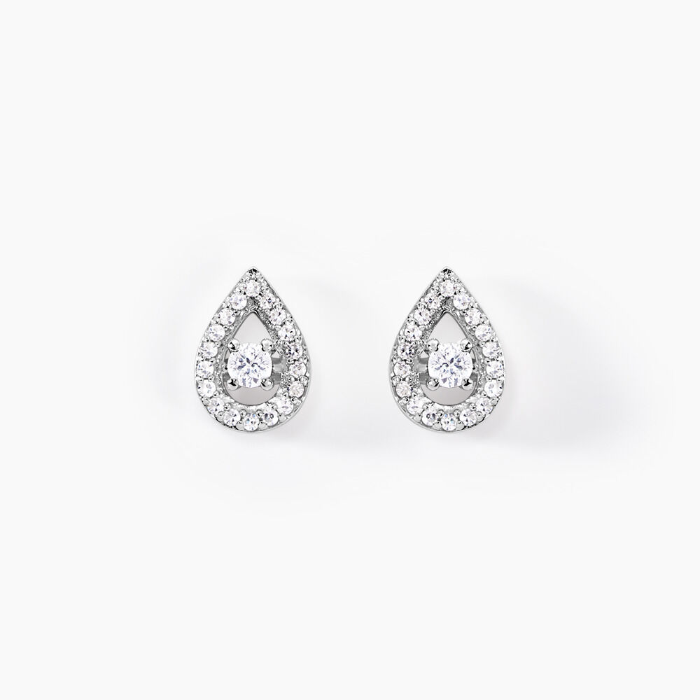 Boucles D'oreilles Puces Domitia Or Blanc Diamant - Puces Femme | Marc Orian