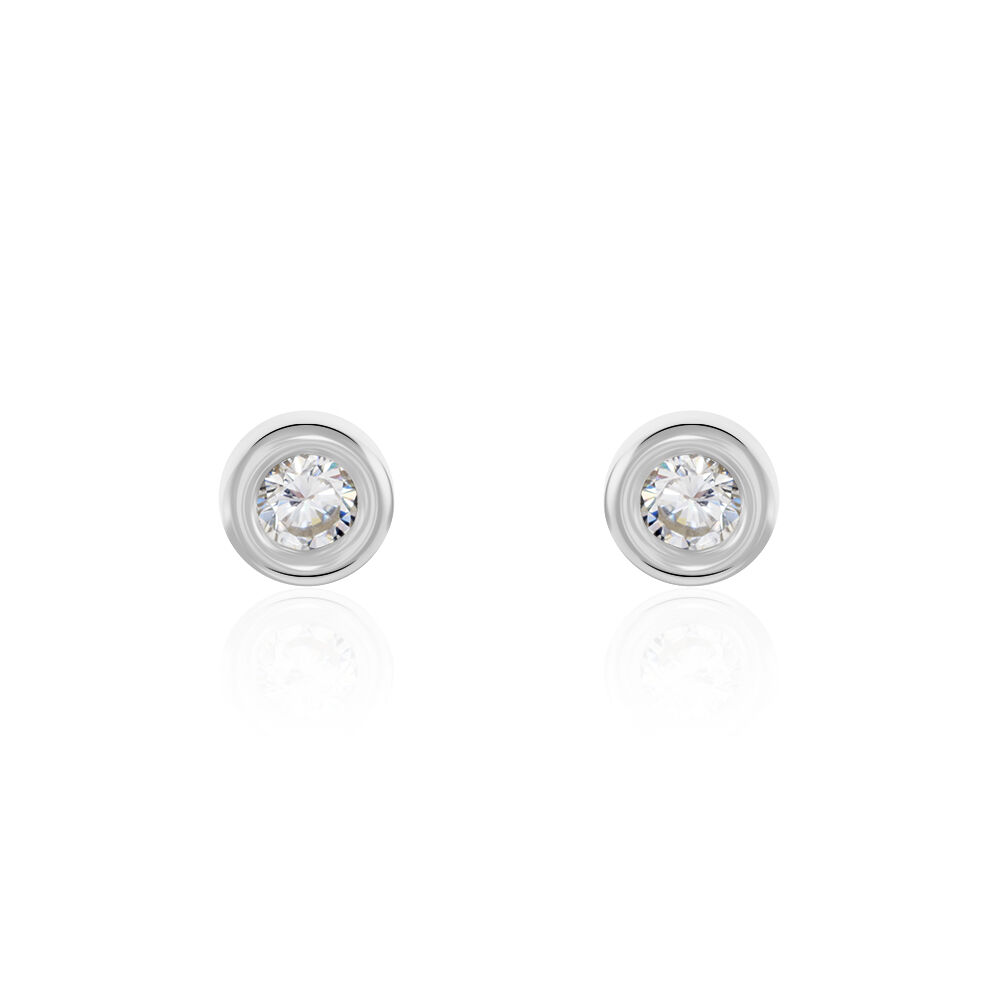 Boucles D'oreilles Puces Eden Serti Pneu Or Blanc Oxyde De Zirconium - Puces Femme | Marc Orian
