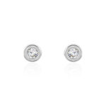 Boucles D'oreilles Puces Eden Serti Pneu Or Blanc Oxyde De Zirconium - Puces Femme | Marc Orian