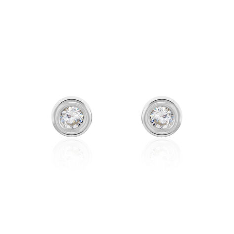 Boucles D'oreilles Puces Eden Serti Pneu Or Blanc Oxyde De Zirconium - Puces Femme | Marc Orian