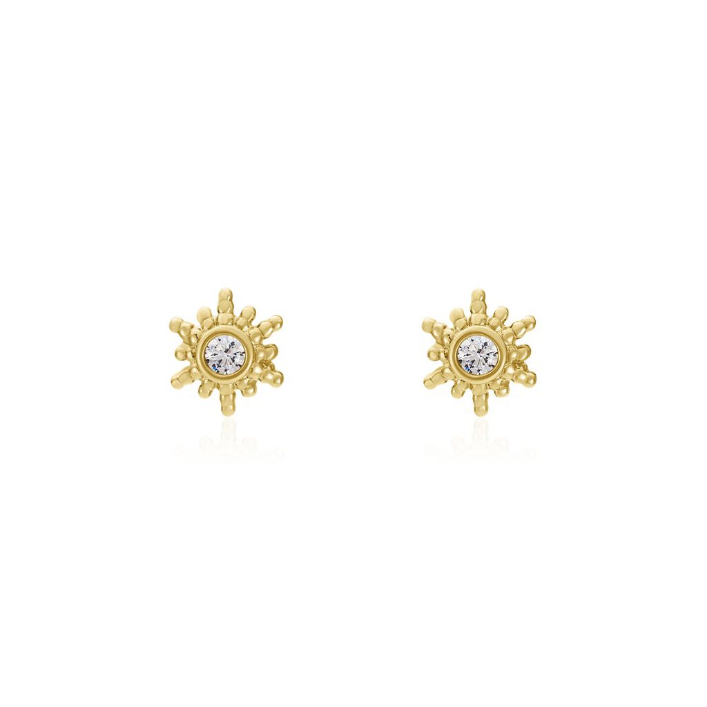 Boucles D'oreilles Puces Eirian Plaqué Or Jaune Oxyde De Zirconium - Clous d'oreilles Femme | Marc Orian