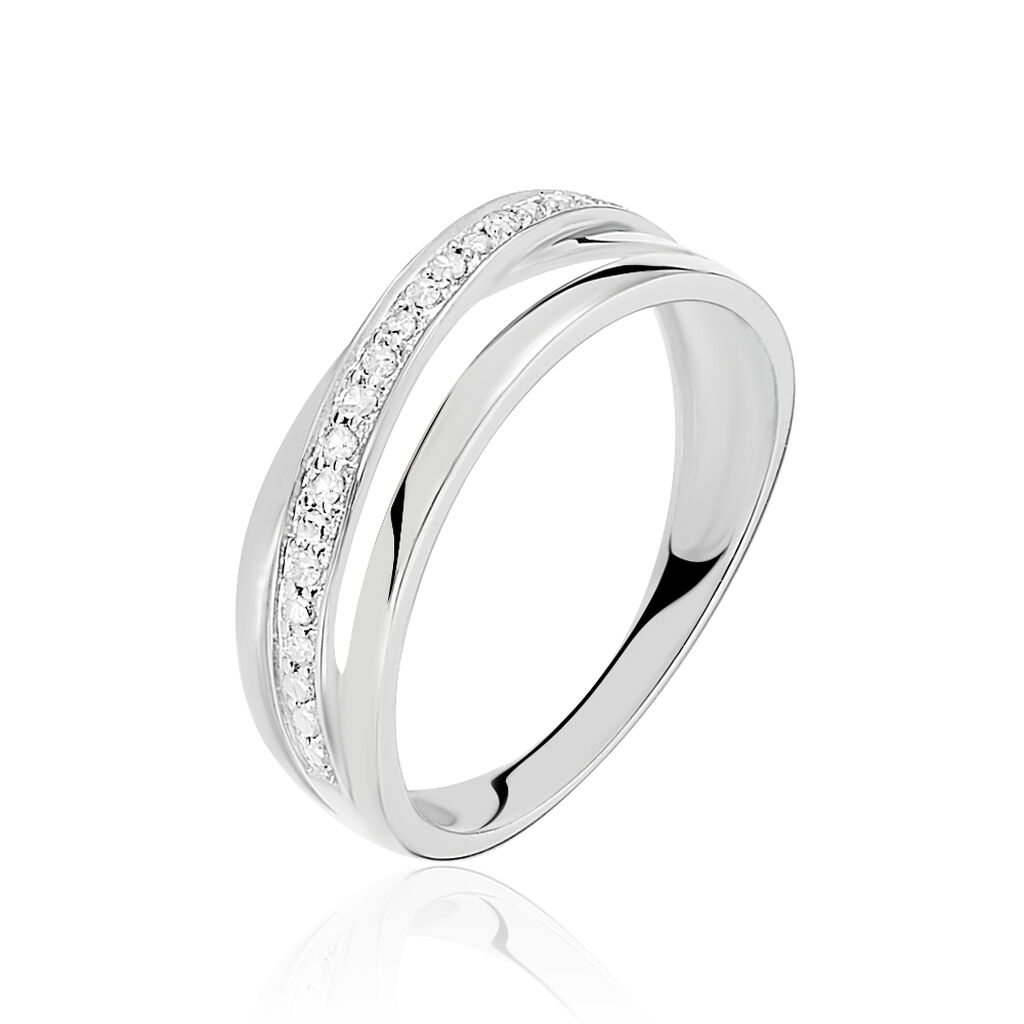 Bague Croisee Or Blanc Diamant - Bagues pierres précieuses Femme | Marc Orian